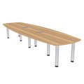 Skutchi Designs 10Ft Arc Boat Conference Room Table with Power Modules, 10 Person Table, Driftwood H-ABOT-46119PT-21-EL